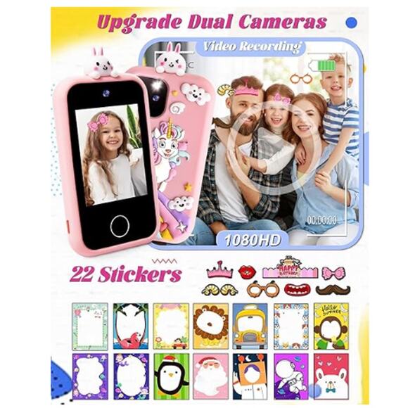 Kids Smartphone -Silicone Cover 32GB SD Card 2.8" DualCameraGames - Picture 4 of 9